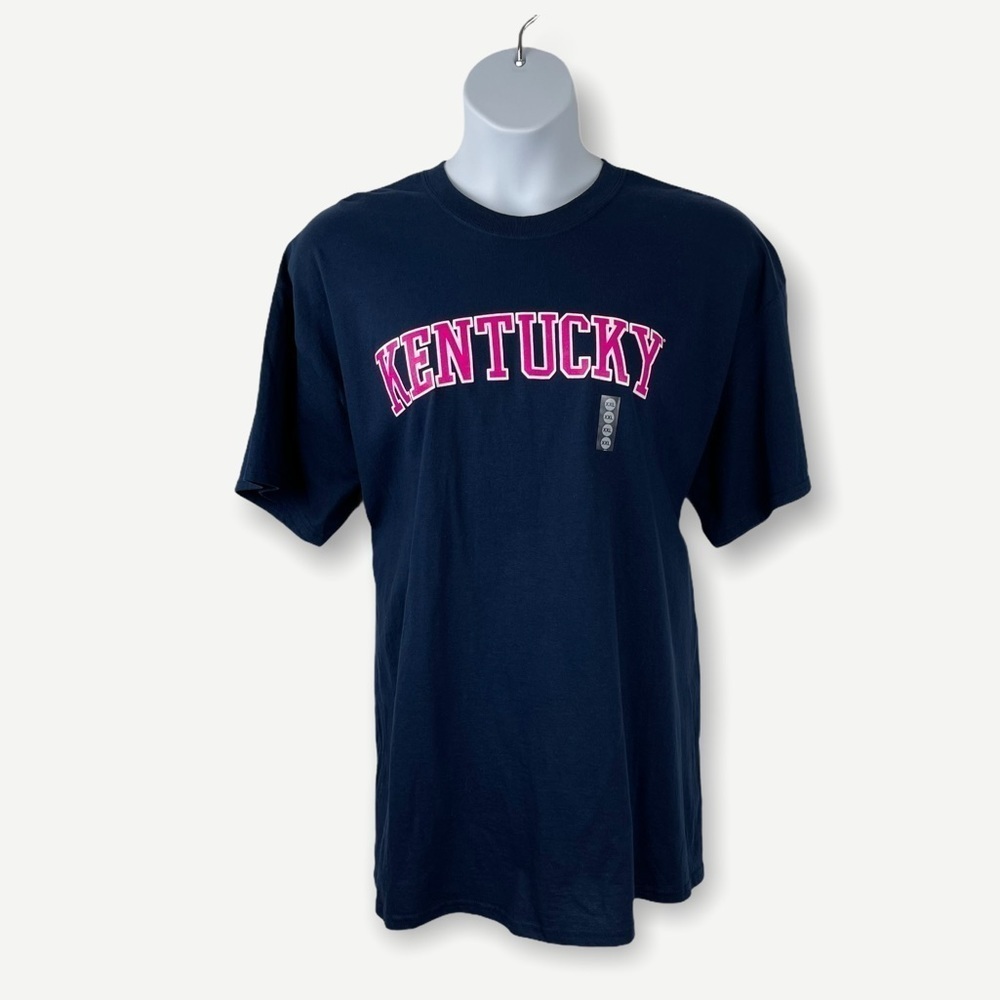 Navy and Pink Kentucky Spellout Crew Neck Short Sleeve Top Size XXL